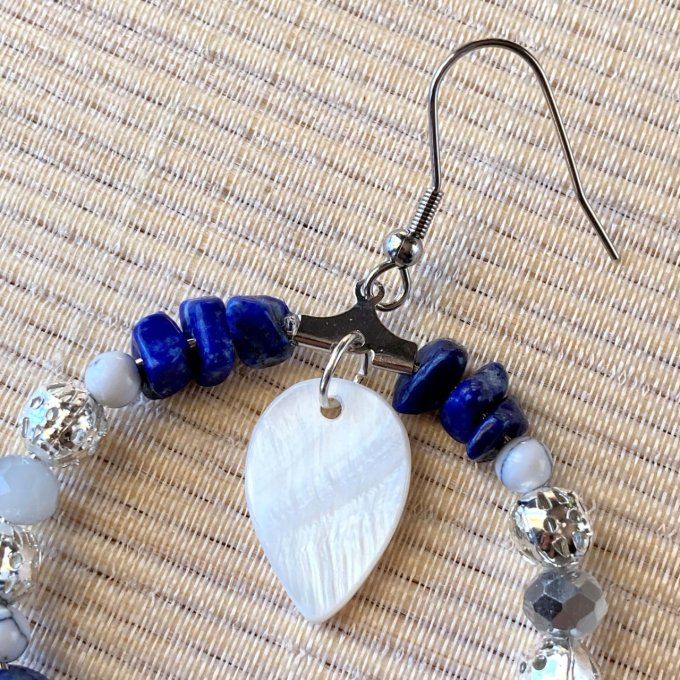 Boucles d’oreilles créoles en Lapis-Lazuli 