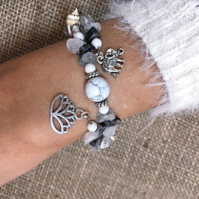 Bracelet en Quartz Blanc à mémoire de forme