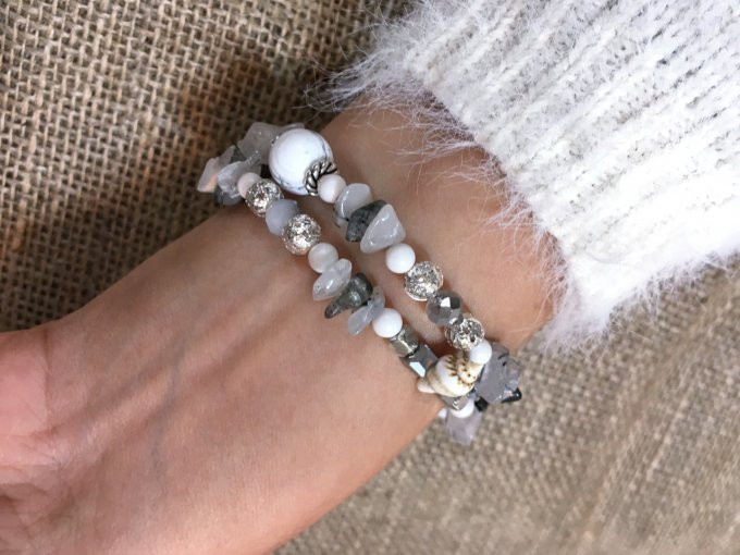 Bracelet en Quartz Blanc à mémoire de forme