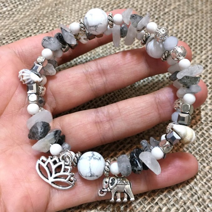 Bracelet en Quartz Blanc à mémoire de forme