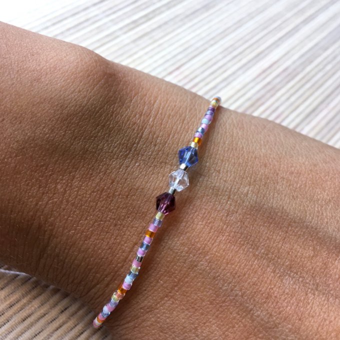 Bracelet minimaliste simple rang multicolore sunset