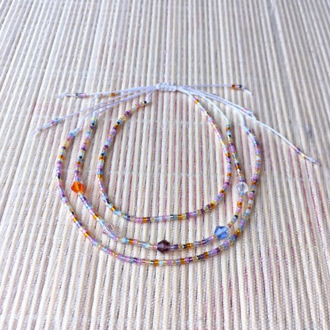 Bracelet minimaliste triple rangs multicolore sunset 