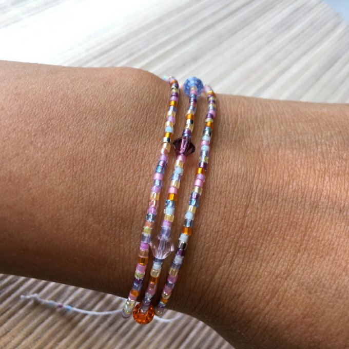 Bracelet minimaliste triple rangs multicolore sunset 