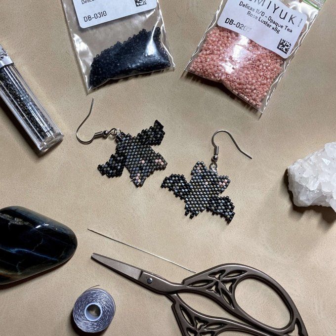 Boucles d’oreilles chauve-souris en perles Miyuki – Bijou original pour Halloween