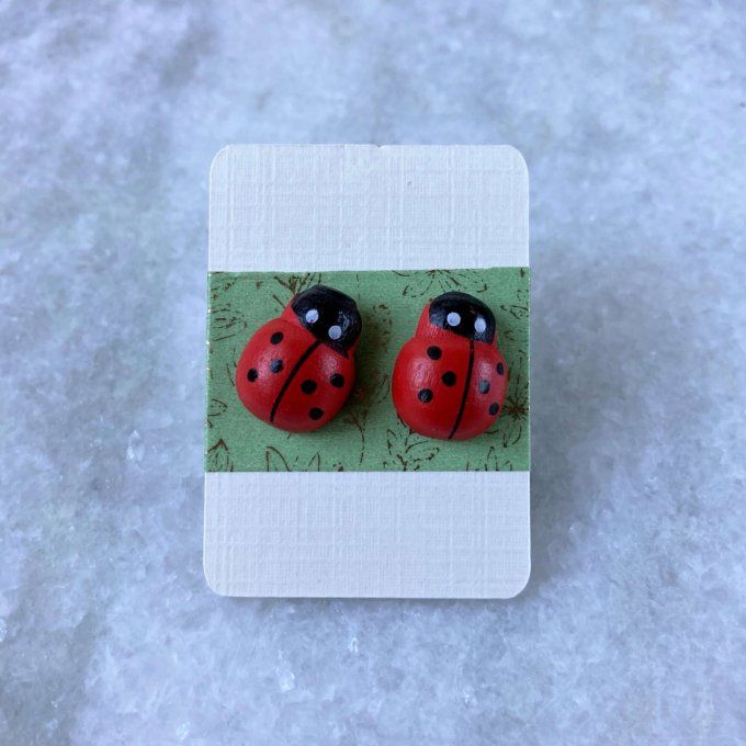 Boucles d’oreilles, clou d’oreille, Coccinelles 