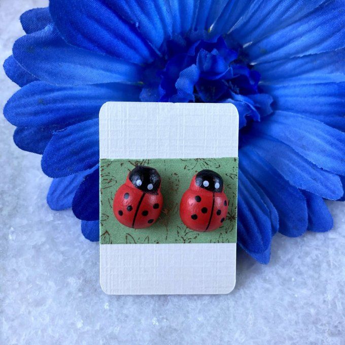 Boucles d’oreilles, clou d’oreille, Coccinelles 