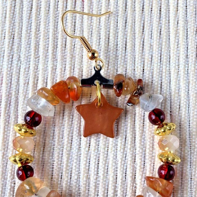 Boucles d’oreilles créoles en Agate Rouge 