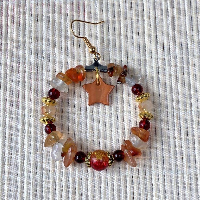 Boucles d’oreilles créoles en Agate Rouge 