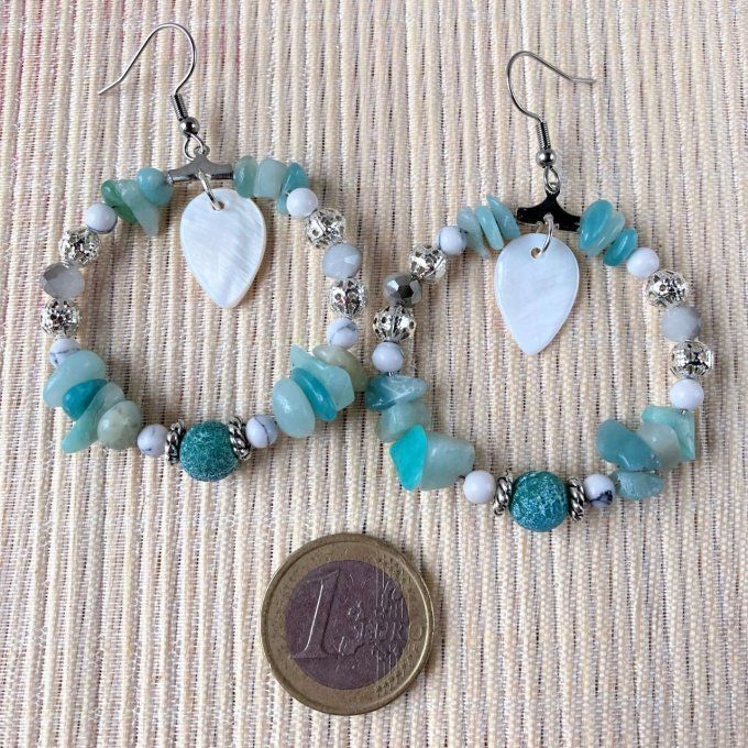 Boucles d’Oreilles Créoles en Amazonite 