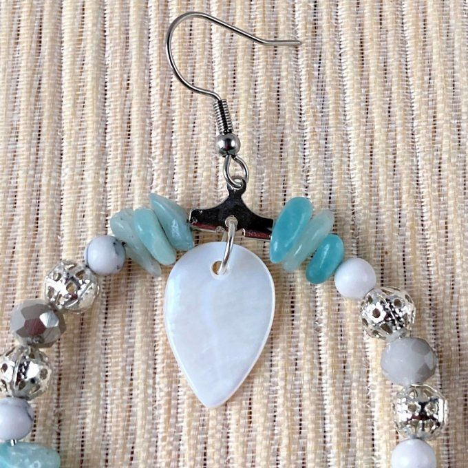 Boucles d’Oreilles Créoles en Amazonite 