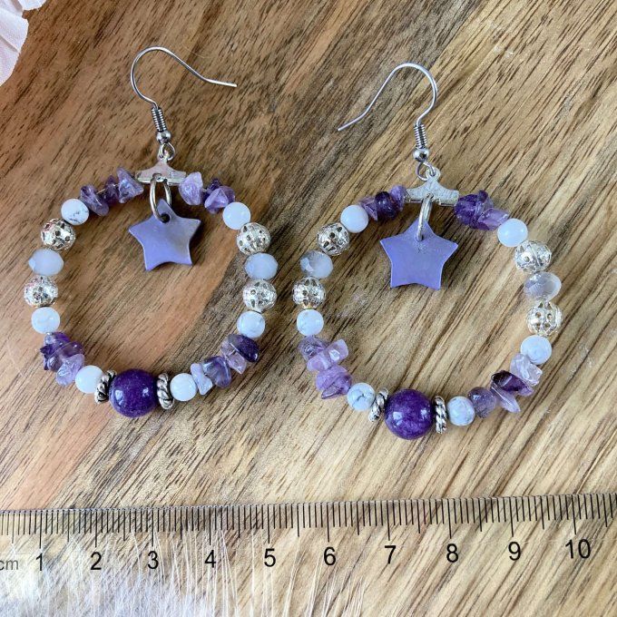 Boucles d’oreilles créoles en Améthyste 