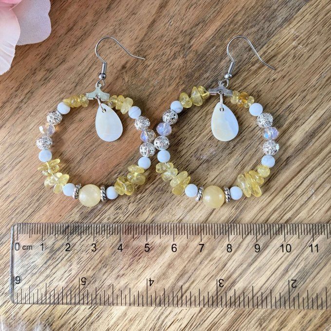 Boucles d’oreilles créoles en Citrine 