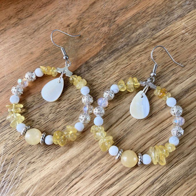 Boucles d’oreilles créoles en Citrine 