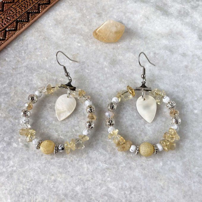 Boucles d’oreilles créoles en Citrine 