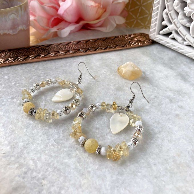 Boucles d’oreilles créoles en Citrine 