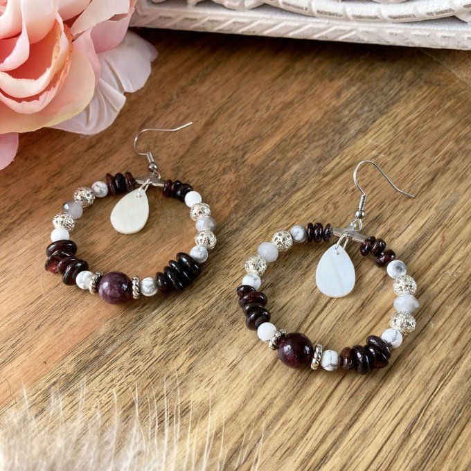 Boucles d’oreilles créoles en Grenat 