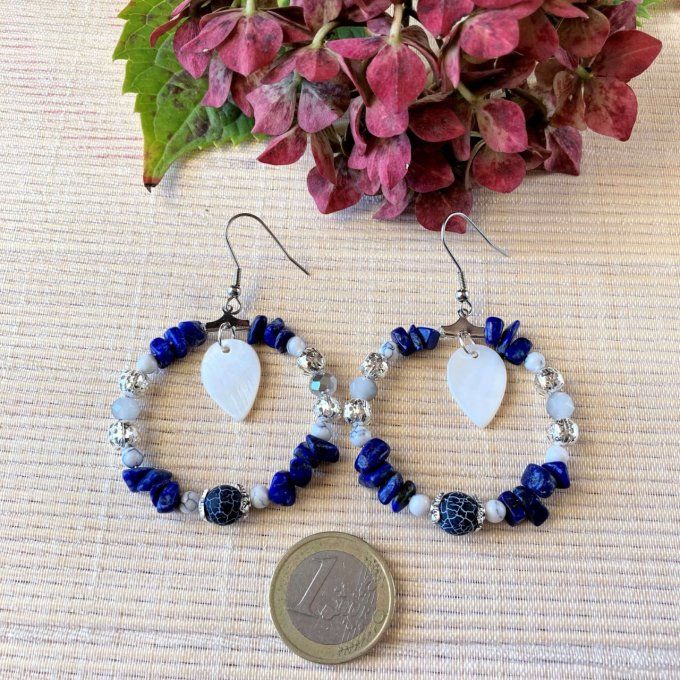 Boucles d’oreilles créoles en Lapis-Lazuli 