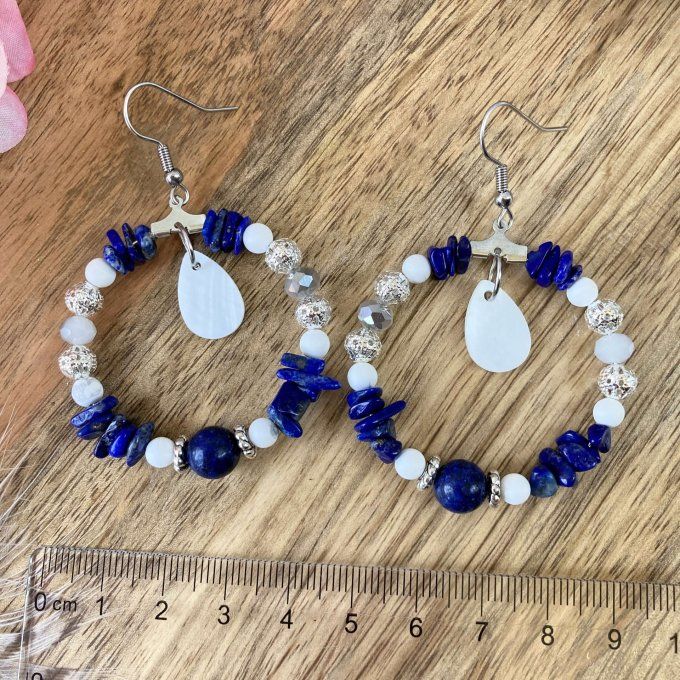 Boucles d’oreilles créoles en Lapis-Lazuli 
