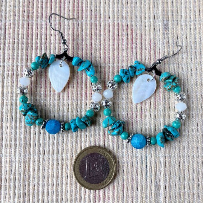 Boucles d’oreilles créoles en Turquoise