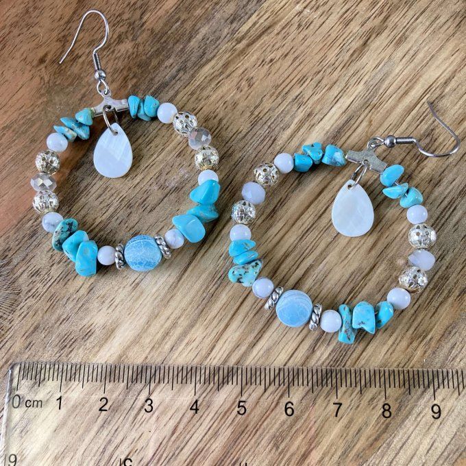 Boucles d’oreilles créoles en Turquoise