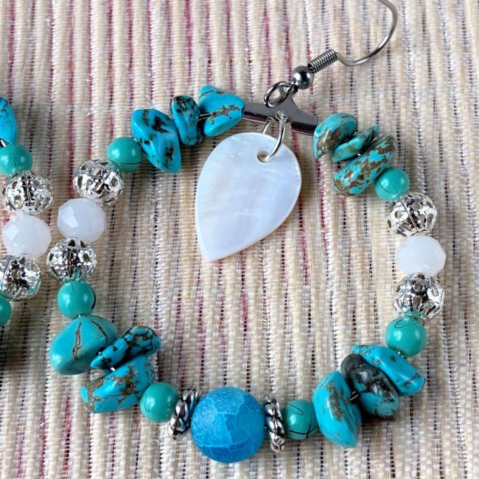 Boucles d’oreilles créoles en Turquoise