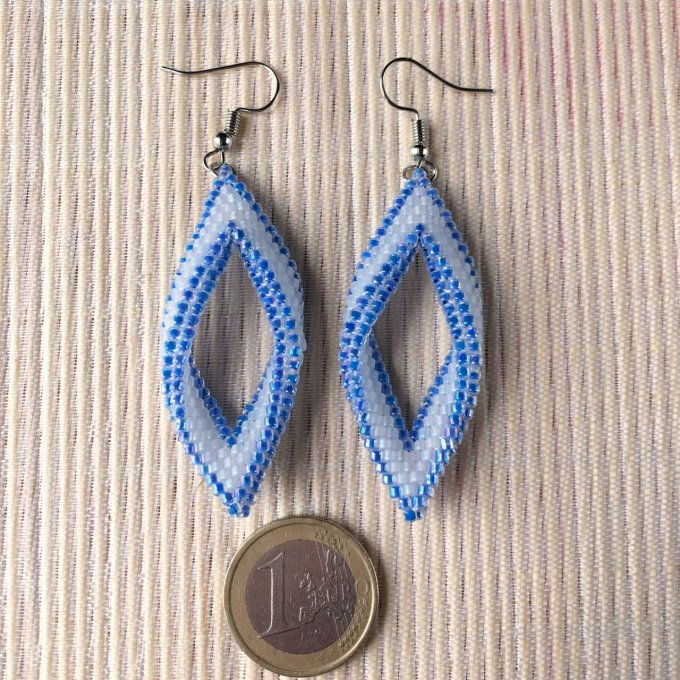 Boucles d'oreilles tissées en perles Miyuki bleu