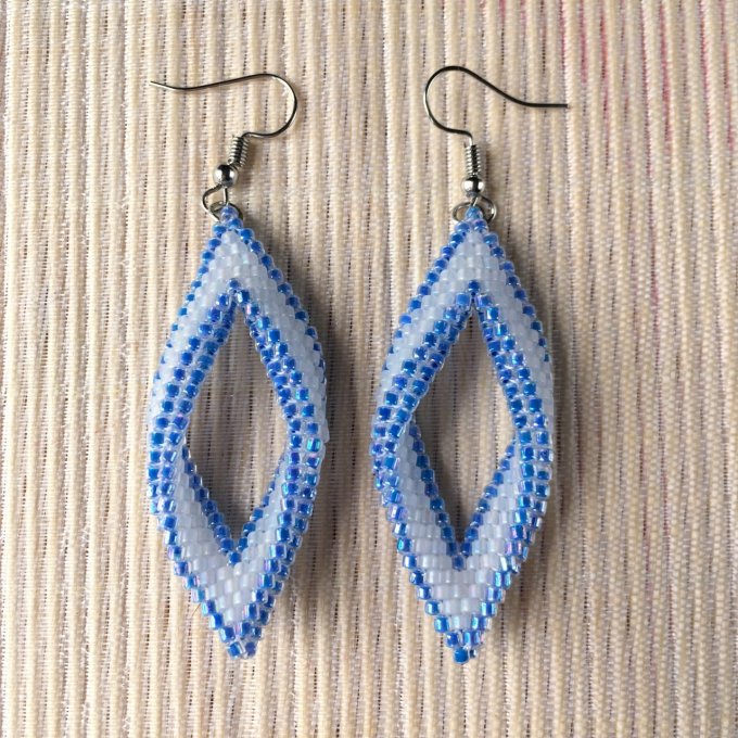 Boucles d'oreilles tissées en perles Miyuki bleu