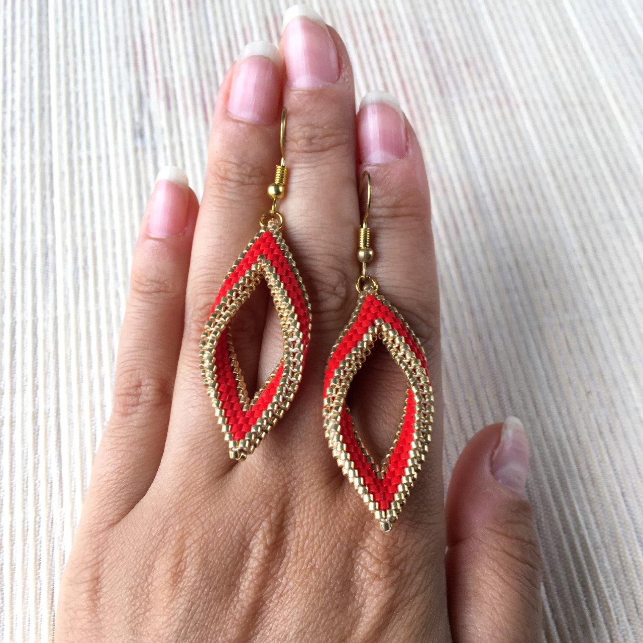 Boucles D'oreilles Pendantes Tissées Perles Miyuki - Couleurs Rasta, Personnalisables
