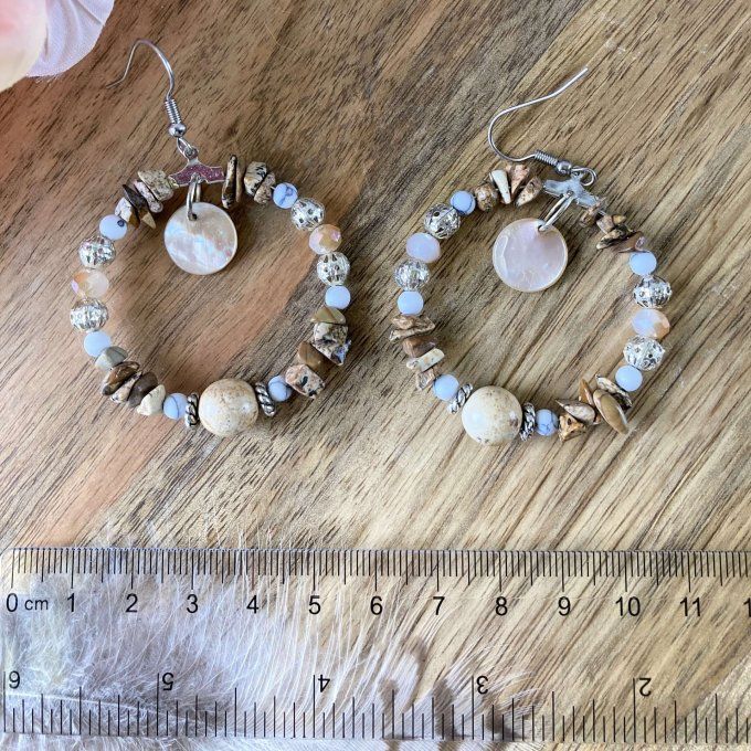 Boucles d’oreilles créoles en Jaspe Paysage 
