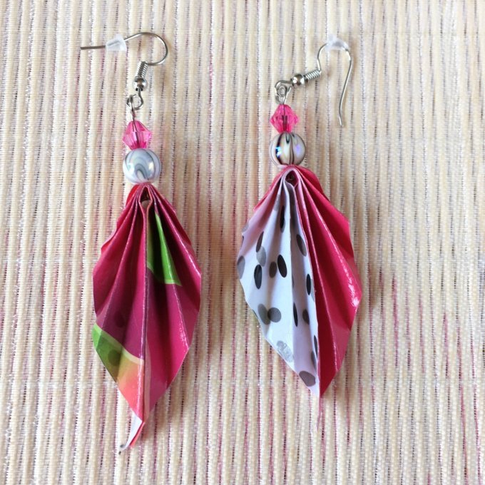 Boucles d'oreille origami duo, fruit du dragon