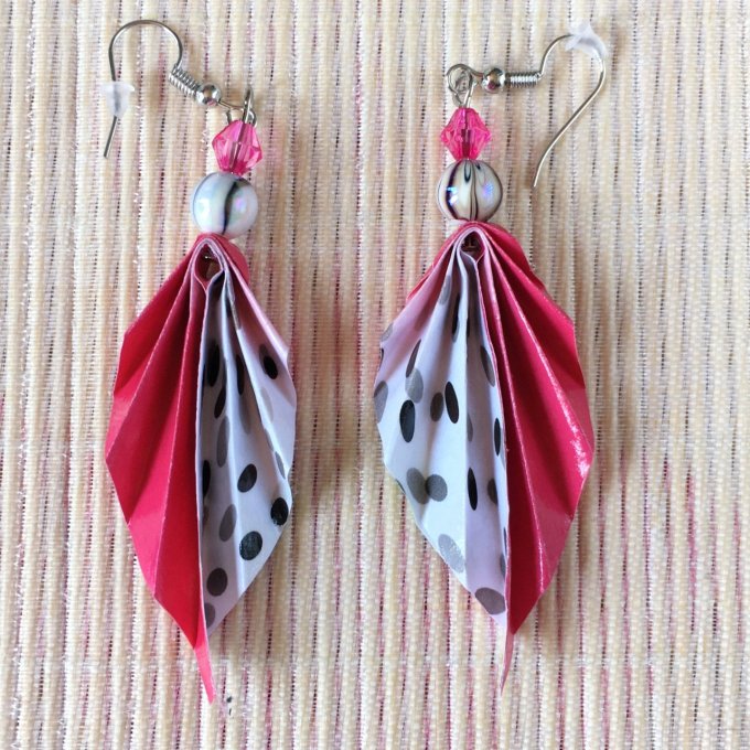 Boucles d'oreille origami duo, fruit du dragon