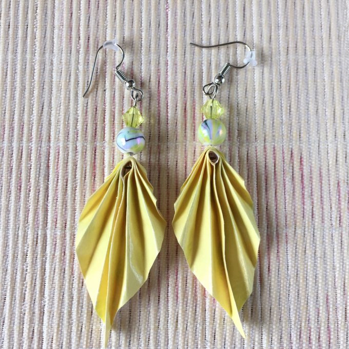 Boucles d'oreilles origami duo, jaune & ananas