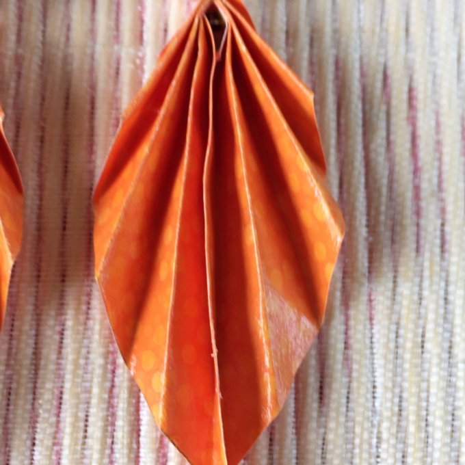 Boucles d'oreilles origami, orange fruit