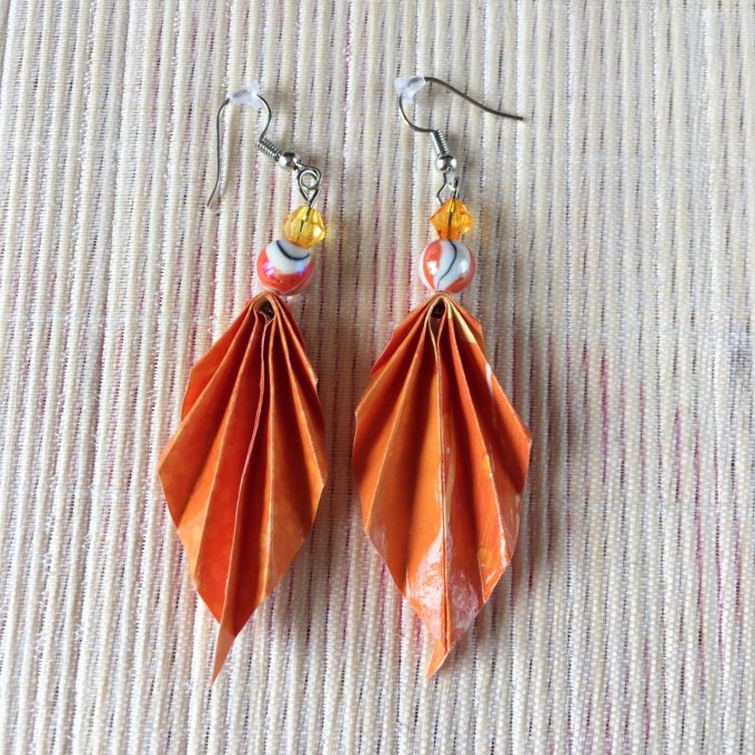 Boucles d'oreilles origami, orange fruit