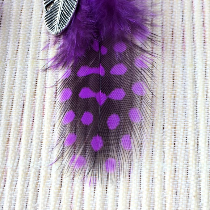 Boucles d'oreilles plumes, violet & noir