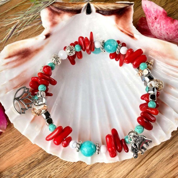 Bracelet en Bambou de Mer (imitation Corail) 