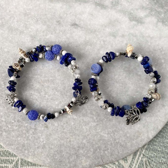 Bracelet en Lapis Lazuli à mémoire de forme