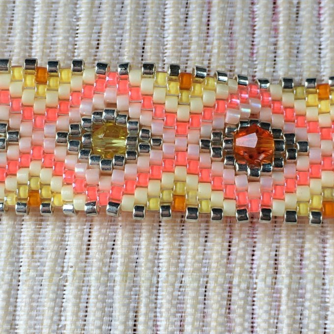 Bracelet tissé en perles Miyuki jaune et orange