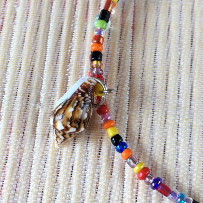 Bracelet circulaire en perles de rocailles multicolore, coquillage