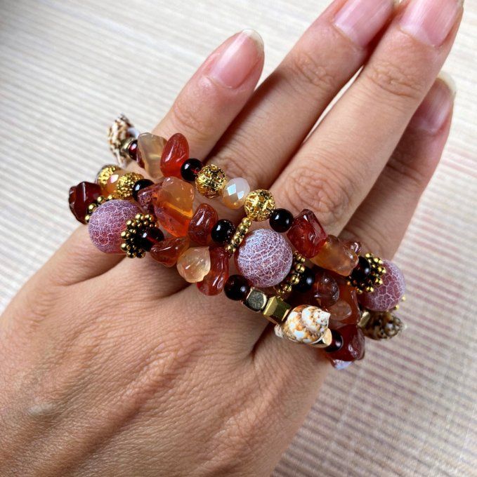 Bracelet en Agate Rouge