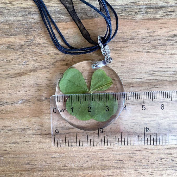 Collier trèfle à 4 feuilles, pendentif rond
