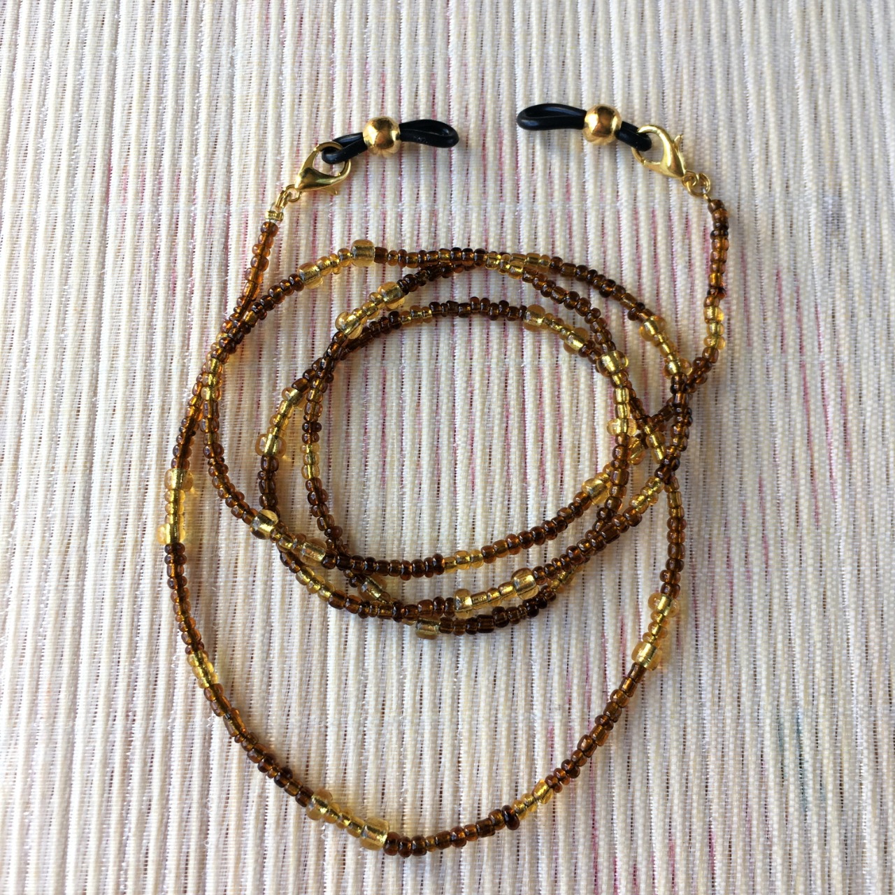 Cordon lunettes / chaîne masque / collier / bracelet, noir, doré