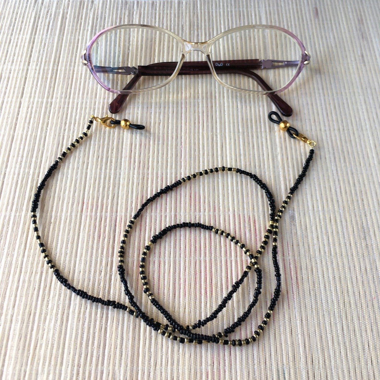 Cordon lunettes / chaîne masque / collier / bracelet, noir, doré, argenté