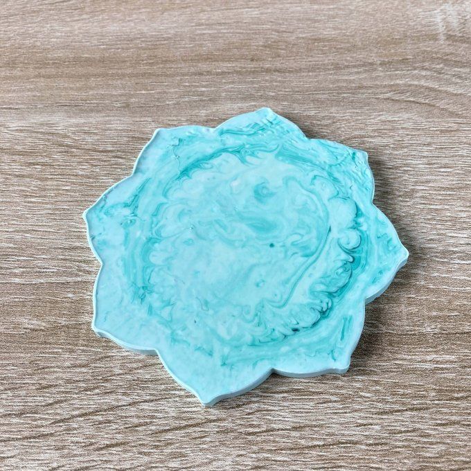 Coffret cadeau – Coupelle mandala verte et dorée, bracelet jonc et boucles d'oreilles Lune