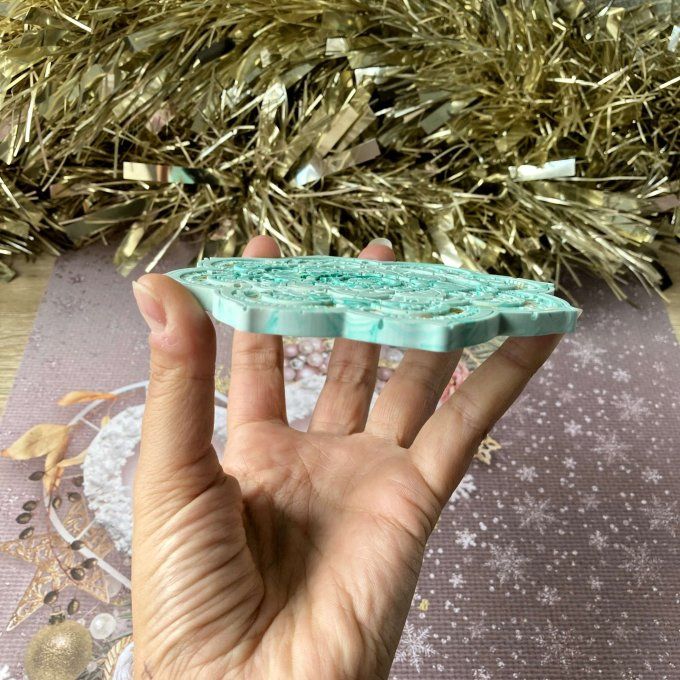 Coffret cadeau – Coupelle mandala verte et dorée, bracelet jonc et boucles d'oreilles Lune