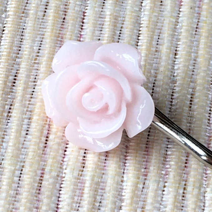 Epingle à cheveux, bobby pin, fleur rose doux