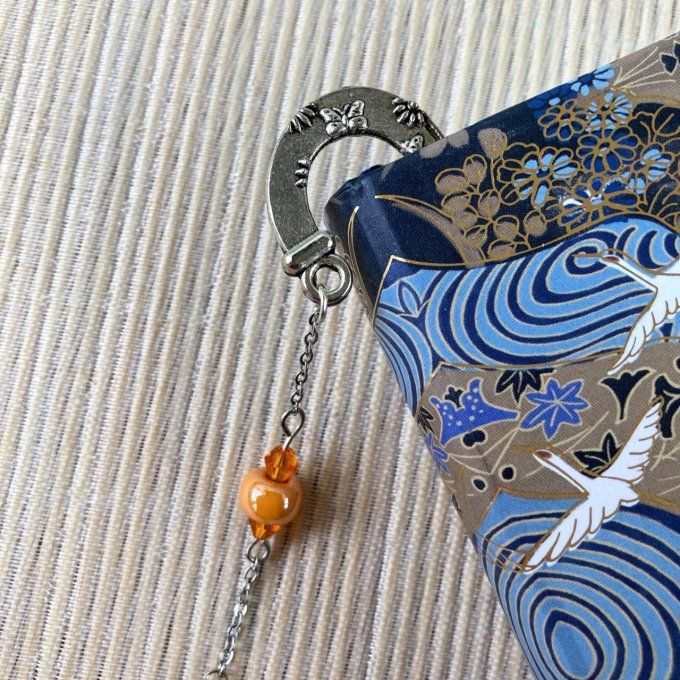 Marque-pages Abeille et Fleur Orange en perles Miyuki