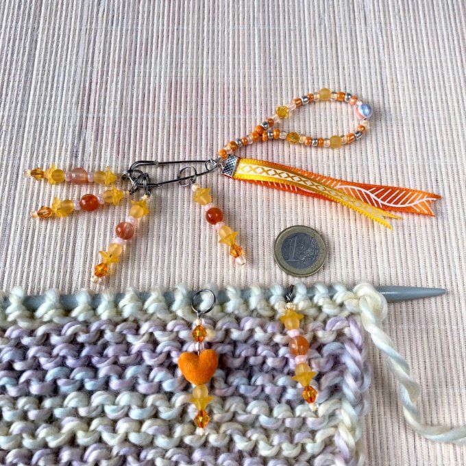 Anneaux marqueurs de mailles pour Tricot et Crochet avec perles Oranges