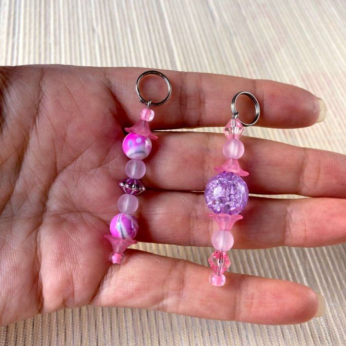 Anneaux marqueurs de mailles pour Tricot et Crochet avec perles Roses