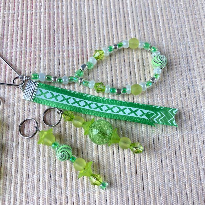 Anneaux marqueurs de mailles pour Tricot et Crochet avec perles Vertes